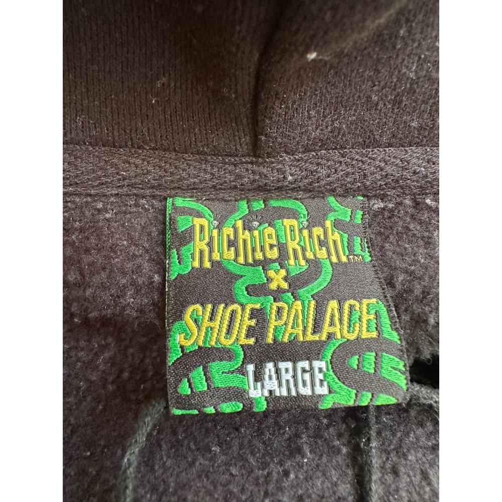 Shoe Palace Richie Rich Zip Up Hoodie Mens L Black Graphic Dollar Sign Full Zip - Picture 3 of 8